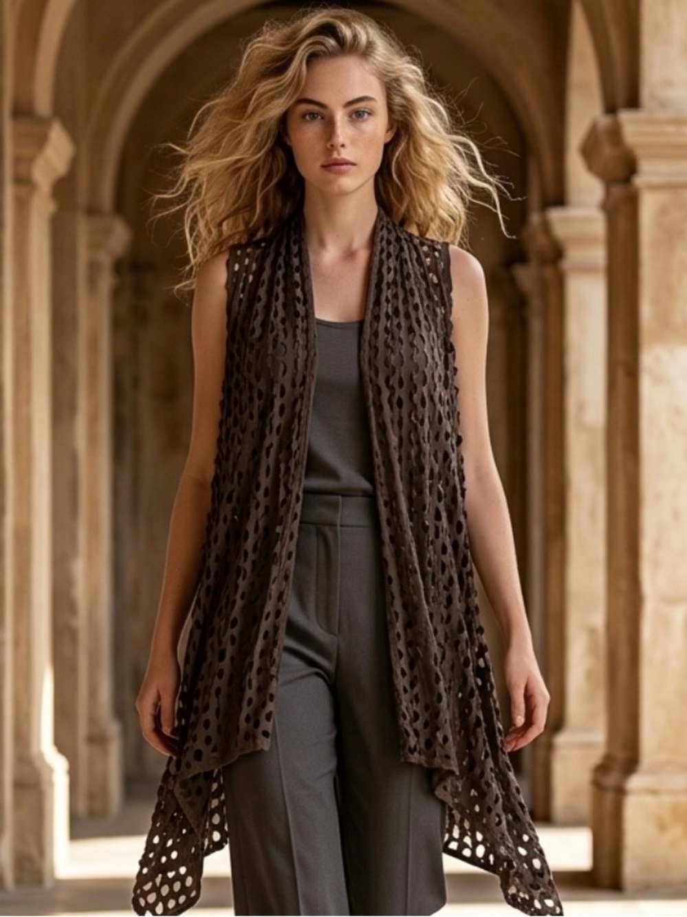 2 for $30 | Laser Cut Layering Vest in Gunmetal Gray